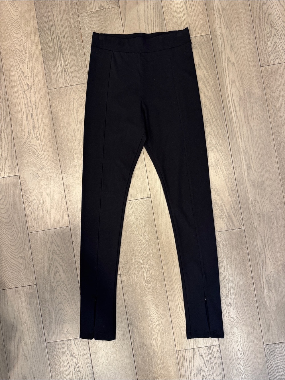 Black Slim Ponte Leggings with front zip
